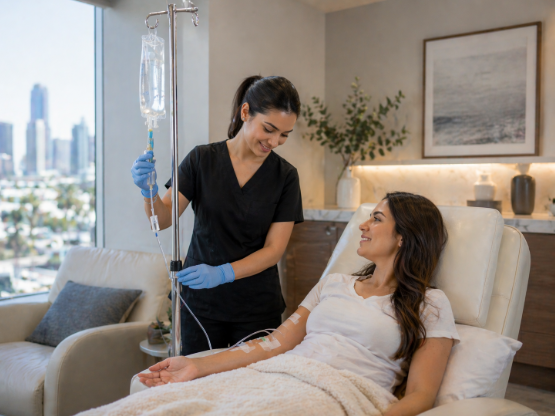 IV therapy drip bag setup medical clinic Los Angeles