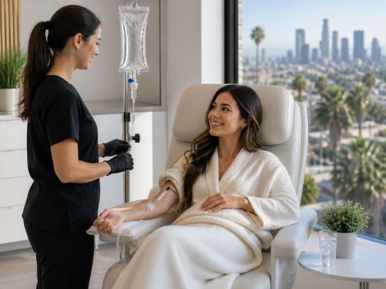 patient receiving NAD IV infusion wellness clinic Los Angeles